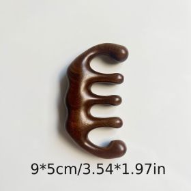 1pc Meridian Massage Comb Sandalwood Wooden 5 Tooth Point Acupuncture Head Massage Therapy Blood Circulation Anti-static Smooth Hair (Color: style 2)
