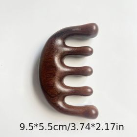 1pc Meridian Massage Comb Sandalwood Wooden 5 Tooth Point Acupuncture Head Massage Therapy Blood Circulation Anti-static Smooth Hair (Color: style 1)